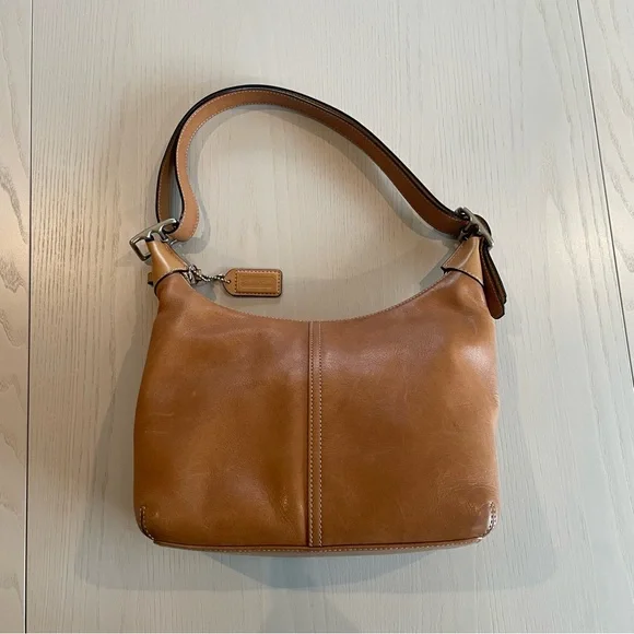 Coach Vintage Leather Legacy Bag British Tan 9566 Convertible Shoulder Y2K Rare - Picture 1 of 11